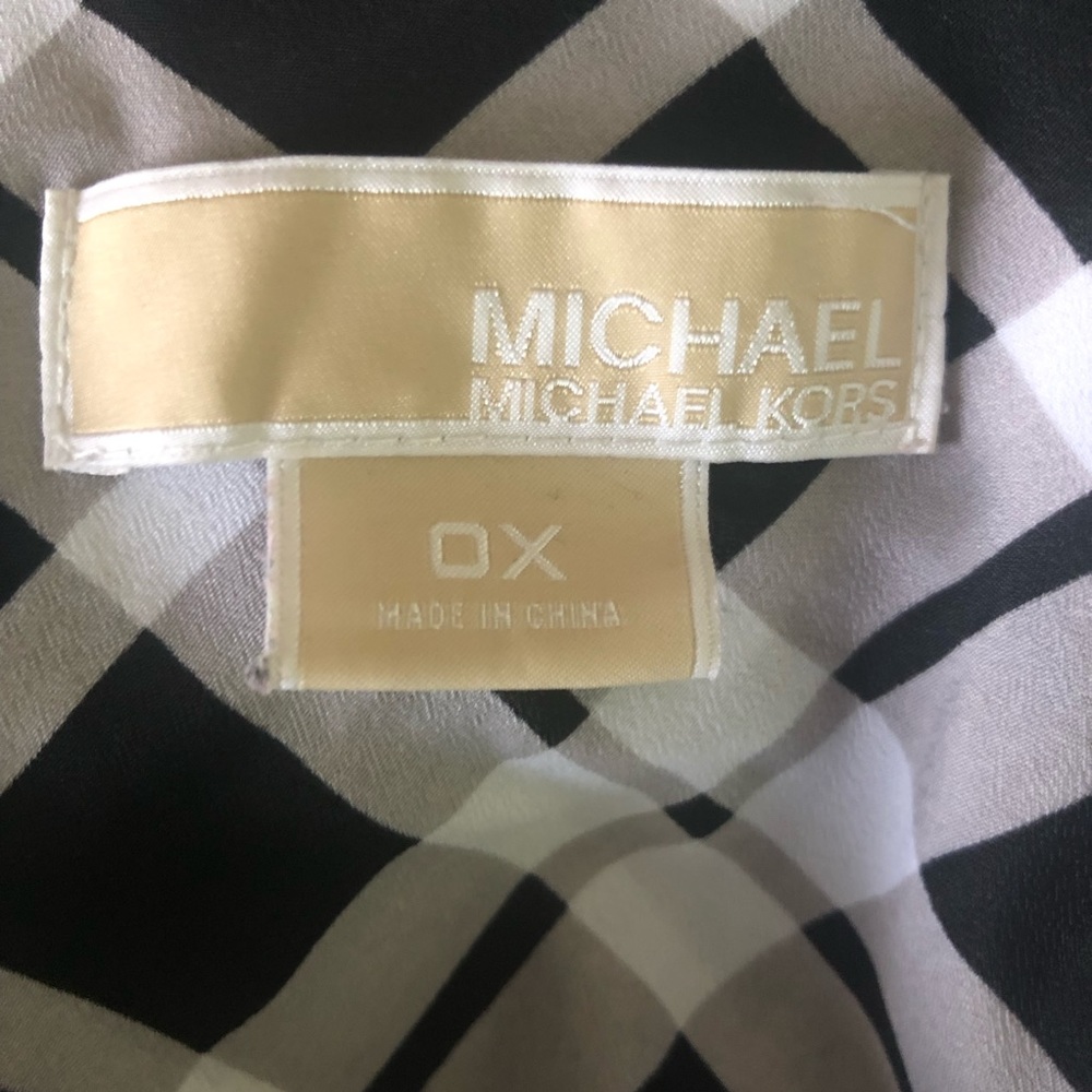 Michael Kors Blouse Plaid Rhinestone Size 0X Sheer Button Up Sleeves Western - Picture 10 of 10
